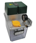Front view of the Electric Automatic Lubrication Pump 220V 3L Gear Pump For Machine Tools Printing And Textiles Self Priming High Volume Lubricating Oil Delivery For 20 to 2000 CST With Liquid Alarm