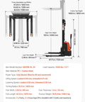 Electric Pallet Stacker That Handles 3300 Lb Loads Like Boss, 130 Inch Lift Height, Straddle Legs and Forks, Orange and Black