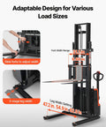 Powerful Fully Electric Pallet Stacker That Handles Up To 3300 Lbs Like A Boss, Lifts Up To 98.4 Inches, Straddle Legs And Forks For Easy Pallet Handling