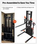 Powerful Fully Electric Pallet Stacker That Handles Up To 3300 Lbs Like A Boss, Lifts Up To 98.4 Inches, pre-assembled and parts marked