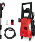 Electric Pressure Washer 1950 PSI 1.45 GPM with Adjustable Nozzle for patios, cars, homes, driveways, featuring 12.8 Amp motor.