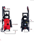 Front and back view of Electric Pressure Washer 1950 PSI 1.45 GPM with adjustable nozzle for patios, cars, homes, driveways, 12.8 Amp