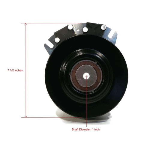 Front view of Electric PTO Clutch for Exmark 103-0662, 27-30HP Kohler Lazer Z showing 1 inch shaft diameter and 7 1/2 inch height.