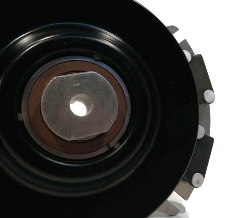 Close-up of Electric PTO Clutch for Exmark 103-0662, 27-30HP Kohler Lazer Z showing metal components and bore.