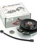 Front view of Electric PTO Clutch for Exmark 103-0662, 27-30HP Kohler Lazer Z with wire harness and packaging box