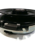 Side view of Electric PTO Clutch fits Kutbota K3811-10130, K381110130, K3811-10132, K381110132 with black pulley and metal casing.