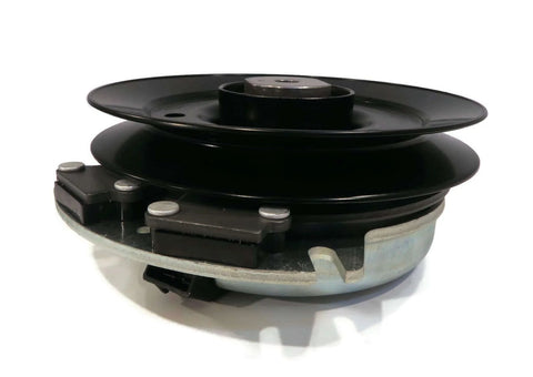 Side view of Electric PTO Clutch fits Kutbota K3811-10130, K381110130, K3811-10132, K381110132 with black pulley and metal casing.