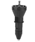 Front view of black Electric Rivet Nut Adapter For Fast No Fuss Riveting With Your Drill, durable metal and plastic construction.