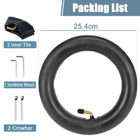 Inner Tire,10x2.125 Inner Tube for Electric Scooter Tire Replacement Wheels with 0° Valve Stem for 10inch Tires, packing list