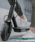 Close-up of front wheel with 200X50 / 8" X 2" tire and inner tube set on an electric scooter, suitable for E100 to eSpark models.