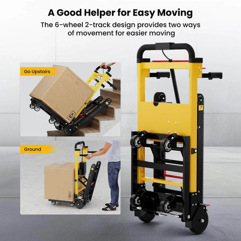 Electric Stair Climbing Dolly Heavy Duty Powered Stair Climber Cart With Six Wheels 120W Motor for easy box transport