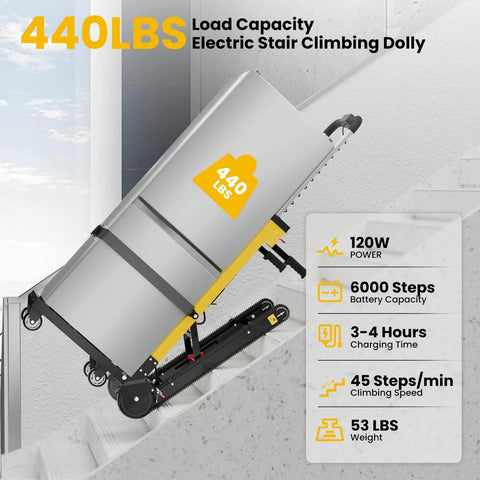 Electric Stair Climbing Dolly Heavy Duty Powered Stair Climber Cart With Six Wheels 120W Motor For Furniture Moving