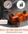 All In One 5 Ton Electric Car Jack Kit With 12V Portable Hydraulic Floor Jack Impact Wrench Tire Inflator Pump And LED Light