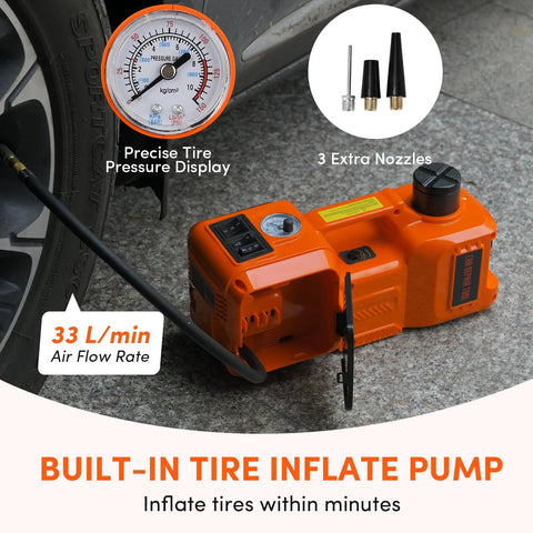 All In One 5 Ton Electric Car Jack Kit With 12V Portable Hydraulic Floor Jack Impact Wrench Tire Inflator Pump And LED Light