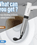 Electric Toilet Plunger That Clears Clogs Fast With 6 Bar Pressure And Built In Air Pump shown unclogging a toilet by Puniarmu