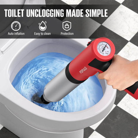 Cordless Electric High Pressure Toilet Plunger With Built In Air Pump For Clogs In Toilets Sinks And Drains in use on toilet