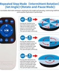 Remote control and rotation modes for Electric Motorized Turntable 12.6 Inch Diameter Remote Controlled Rotating Display Stand.