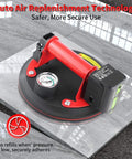Glass Suction Cups Electric Vacuum Lifter With One Touch Eight Inch Auto Lift 440 Lbs Heavy Duty Gripper demonstrating usage on tile surface