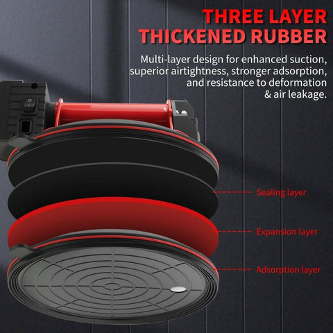 Exploded view of thickened rubber layers on Glass Suction Cups Electric Vacuum Lifter for enhanced suction and durability.