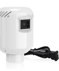 Electric Air Pump For Vacuum Storage Bags 55W shown from side with power switch, compact design, cord attached, portable vacuum pump