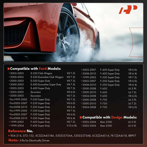 Compatibility chart for Electric Vacuum Pump Compatible With Ford F Series Super Duty And Dodge Ram Trucks 1999 To 2010