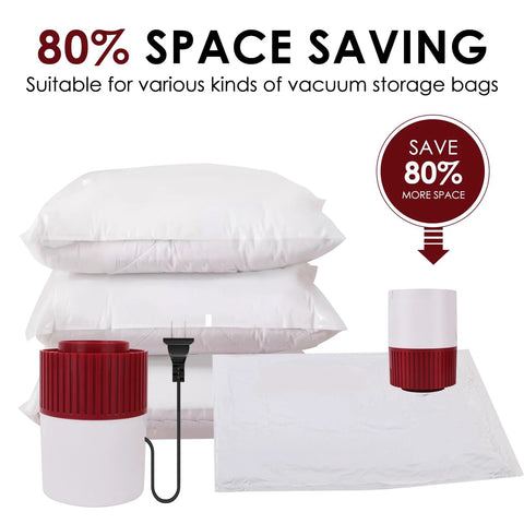 Electric vacuum pump for large storage bag space-saving solution