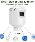 Electric Air Pump For Vacuum Storage Bags showing 1.5-inch valve compatibility and compact design with multiple valve adapters