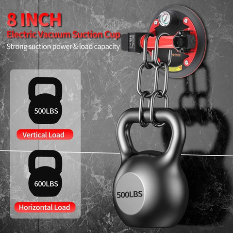 Glass Suction Cups Electric Vacuum Lifter With One Touch Eight Inch Auto Lift 440 Lbs Heavy Duty Gripper showing weight capacity