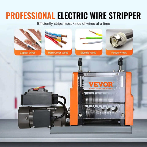 Automatic Electric Wire Stripping Machine 60W with Visible Stripping Depth Reference, showing motor and wire stripping channels
