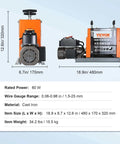 Automatic Electric Wire Stripping Machine 60W with Visible Stripping Depth Reference, specification chart visible.