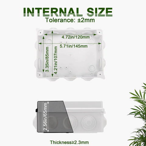Rugged Reinforced ABS Electrical Junction Box IP65 Weatherproof Outdoor Enclosure With 2 M25 Cable Glands Compact 5.91 By 4.33 By 2.76 Inch Size Shockproof Dustproof Gear Storage Box For Outdoor Electrical Equipment