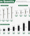 Size chart for Diy Friendly Electrical Outlet Spacer Kit With 385Pcs Black Nylon Round Spacers And Long Screws For Switch And Outlet Mounting Includes M4 Spacers In 3 5 8 10 15 20 Mm Sizes And Wall Plate Screws Flat Head Device Mounting Hardware.