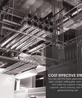 Durable 14 gauge metal strut channel with electro galvanize finish supports pipes and conduits in ceiling installation