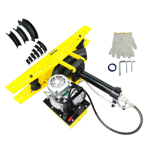 Electro Hydraulic Pipe Bender Machine For Round Tubes Up To 4.49 Inch Outer Diameter With 0.236 Inch Wall Thickness 110V, includes die sets and tools.