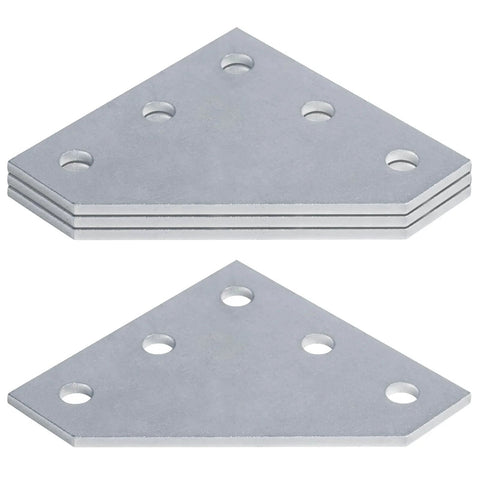 Four durable electrogalvanized corner gusset plates designed for 1-5/8 inch strut channels, delivering strong corrosion resistant bracing with 7/32 inch thick steel and 9/16 inch holes for easy secure bolting.