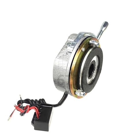 Power-off electromagnetic brake for DC 99V systems delivers 15 Nm holding torque at 50W, shaft D24.8mm, OD 128.5mm