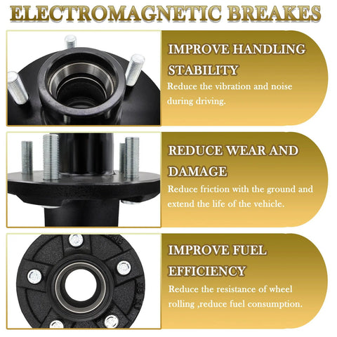 All-in-One 5 Bolt Trailer Hub Kit For 3500 Lb Axles With 4.5 Inch Hubs And 84 Spindle Includes Bearings Extra Dust Caps And Rubber Plugs For 1-1-16 To 1-3-8 Inch Trailer Axles Boat Trailer Hub 5 Lug By TiciKim highlighting benefits like improved handling, reduced wear, and fuel efficiency.