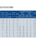 Specifications table for Torque Control Electromagnetic Hysteresis Brake For Load Testing On Motors Benches Dynos And Test Rigs