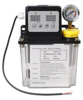 Front view of Automatic Electromagnetic Lubrication Pump 110 Volt Self Lubricating System With Encrypted Oil Cap And One Liter Capacity.
