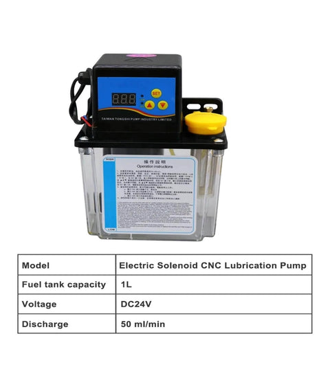 Electromagnetic Oil Pump, 1L 2L DC24V 4mm, CNC Lubrication Pump, 24V Dc Powered Solenoid Lubricator CNC Machine(1L DC24V Pump)