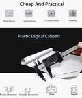 Electronic Digital Calipers, inch and Millimeter Conversion with LCD Screen, measuring paper, 150mm Black Plastic