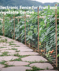 Electronic fence in vegetable garden with pathway, used with 8 Foot Copper Bonded Ground Rod Kit With Five Eighths Inch Diameter And Bronze Clamp