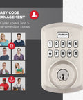 Powerbolt 250 10 Button Keypad Electronic Deadbolt With Auto Lock And Keyless Entry For Satin Nickel Exterior Doors Ideal For Homes Apartments And Small Offices With Customizable User Codes And Transitional Modern Style