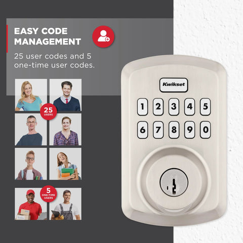 Powerbolt 250 10 Button Keypad Electronic Deadbolt With Auto Lock And Keyless Entry For Satin Nickel Exterior Doors Ideal For Homes Apartments And Small Offices With Customizable User Codes And Transitional Modern Style