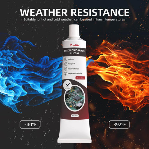 Conformal Coating For Electronics Pro Grade Silicone Adhesive Sealant, 3.4 Oz tube against hot and cold weather background
