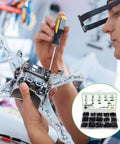 Person assembling a quadcopter using 365 Pieces M2.5 Black Nylon Hex Spacer Standoff Set With Male And Female Spacers Nuts And Screws