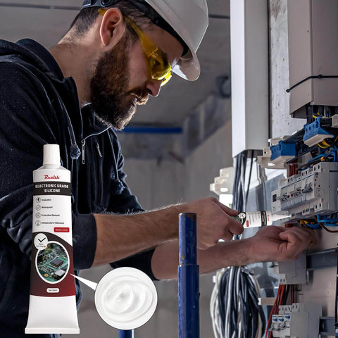 Conformal Coating For Electronics Pro Grade Silicone Adhesive Sealant used on circuit boards in an electrical installation.