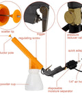 Five Stage Powder Coating System Kit With Foot Switch showing components like scatter tip, trigger, and pressure reducer valve.