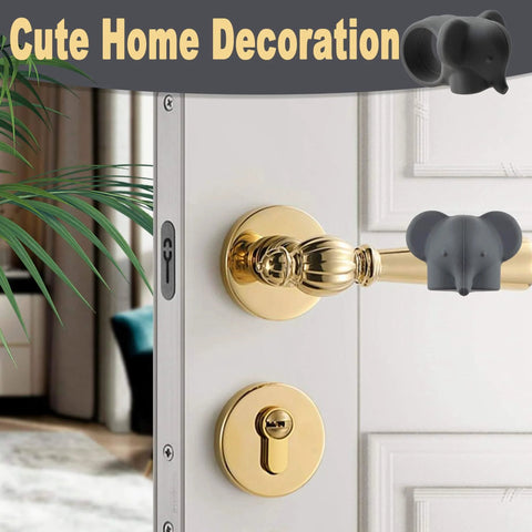 Elephant Shaped Door Handle Protectors Set For Wall Protection Silicone Door Stop Bumpers 6 Pack In Black White Gray