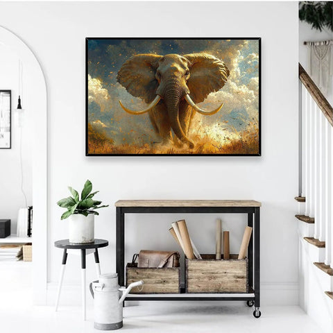 3000 Piece Elephant Jigsaw Puzzle For Adults With Storage Box And HD Poster displayed on wall as home decor